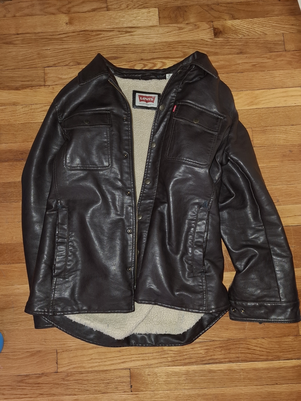 Levi's Leather Sherpa-Lined Shirt Jacket